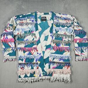 Paula Sweet Jacket Women's Small Muslin Mink Shaggy Fringe Boho Vintage Cardigan